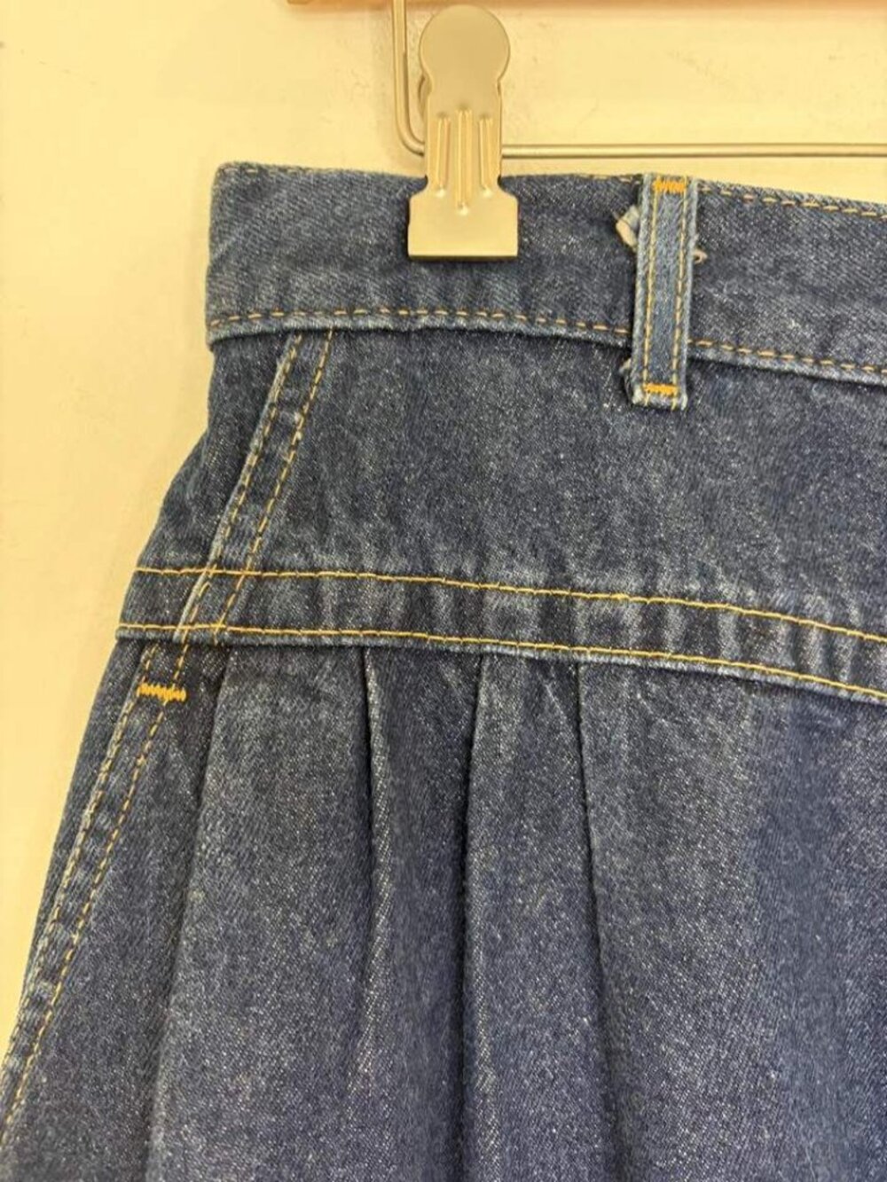 VTG Lee USA Denim Maxi Skirt Sz 16 1990s Pleated A Line Western Cowgirl Modest - Picture 4 of 9